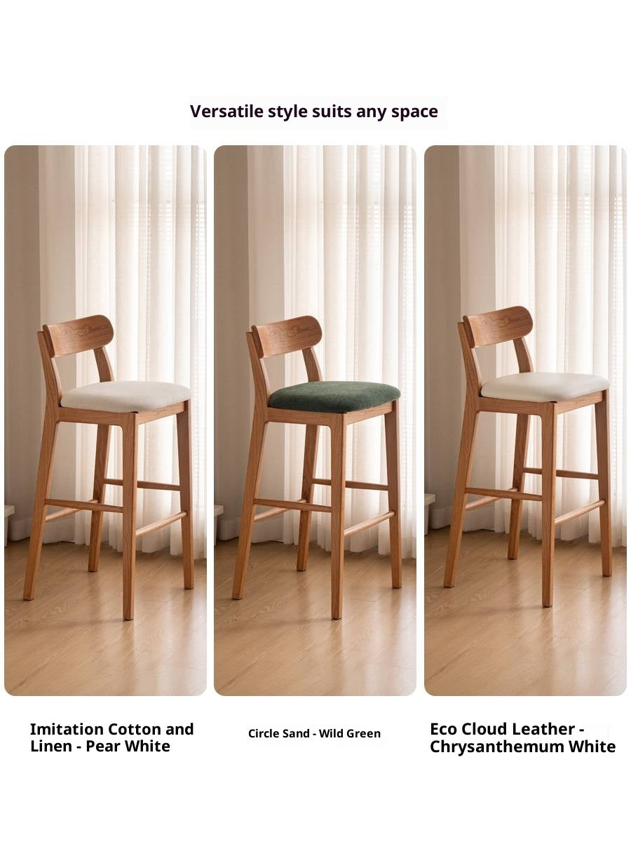 Set 3 pcs Cherry, Ash Solid Wood Modern Bar Stool