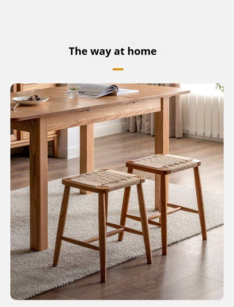 Cherry Solid Wood Rope Stool