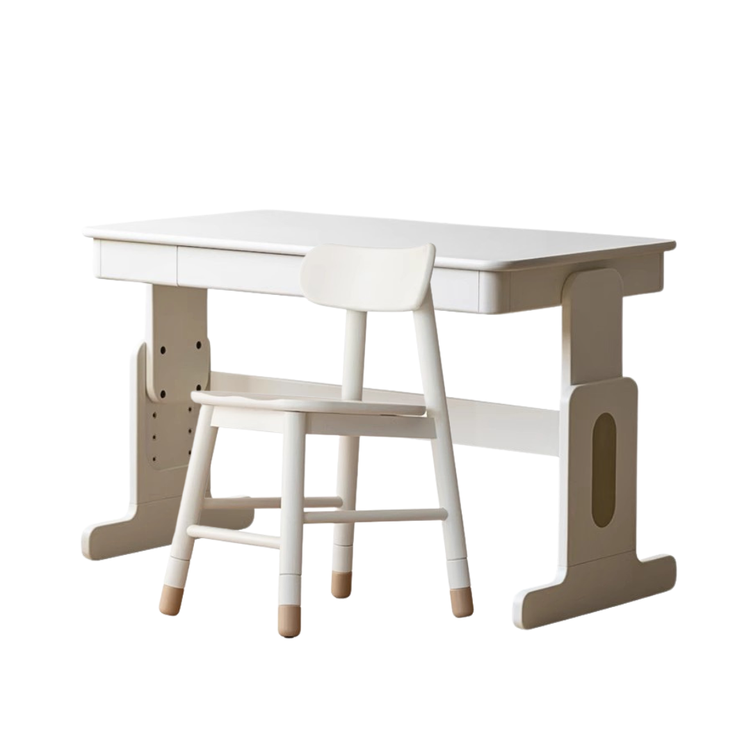 Poplar solid wood lift study desk adjustable white desk