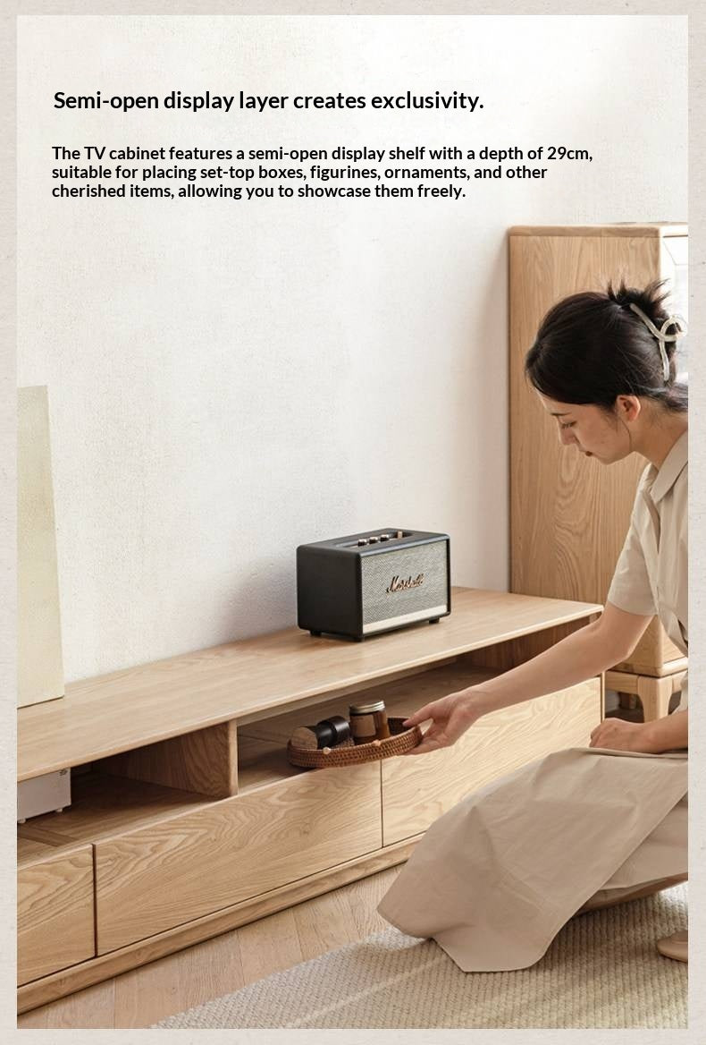 Ash Solid Wood Floor TV Storage Cabinet.