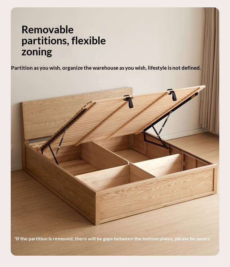 Ash Solid Wood Bed — Slab Design, Home Italian Light Luxury Box Bed