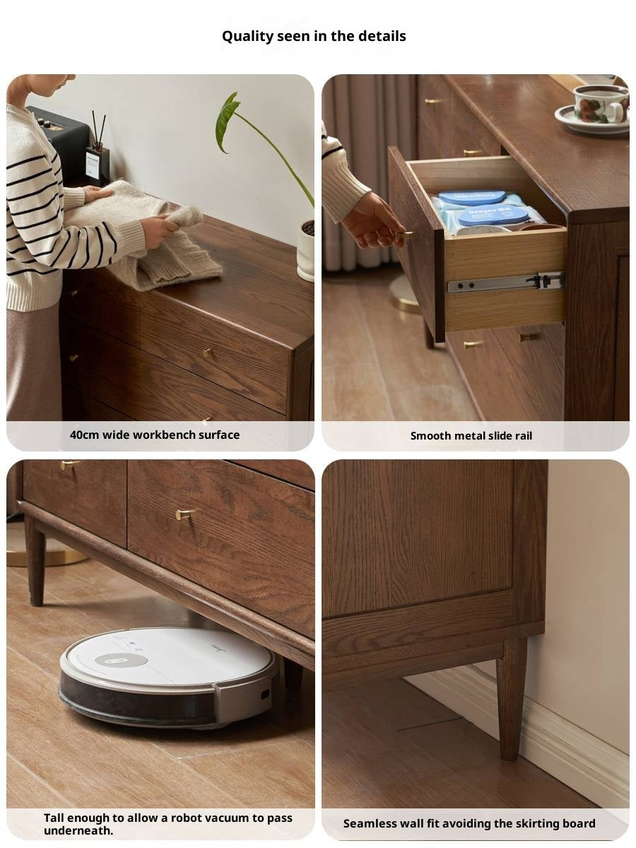 Oak, Solid Rubberwood Modern Minimalist Chest of Drawers