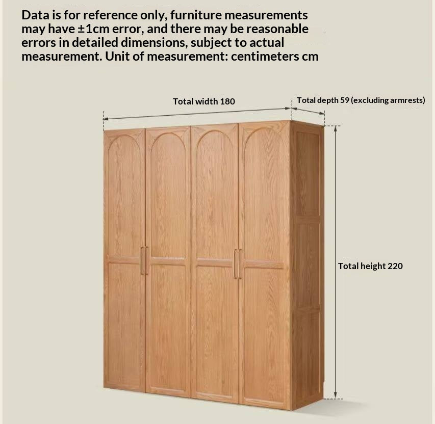 Oak Solid Wood Wardrobe French Retro Style