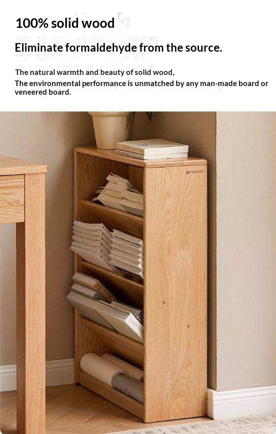 Oak Solid Wood Small Book Rack Against The Wall