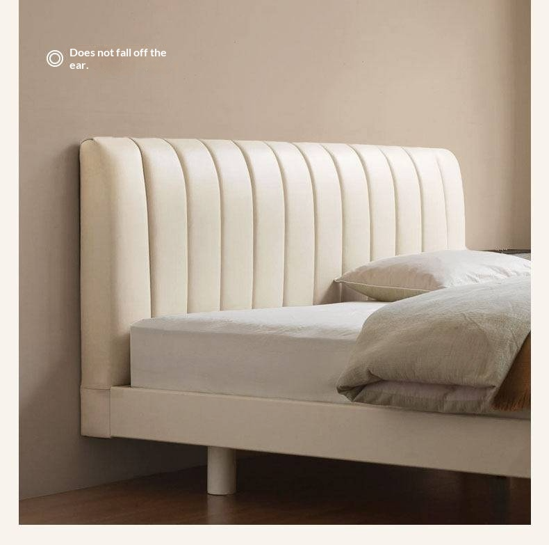 Oak,Rubber Wood Solid Wood Cream Suspended Genuine Leather Technology Fabric Soft Wrapped Bed