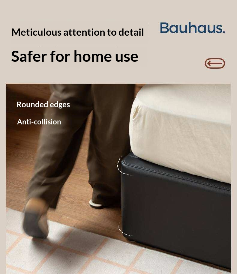 Genuine Leather Hydraulic Lift Storage Bed with Drawers