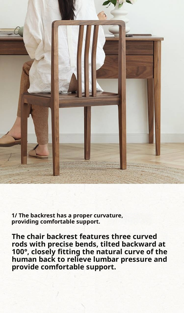 Set 4 pcs Black Walnut, Ash Solid Wood Dining Chair with Backrest 4pcs