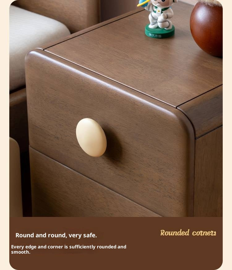Solid Rubberwood Solid Wood Retro Style Kids Nightstand