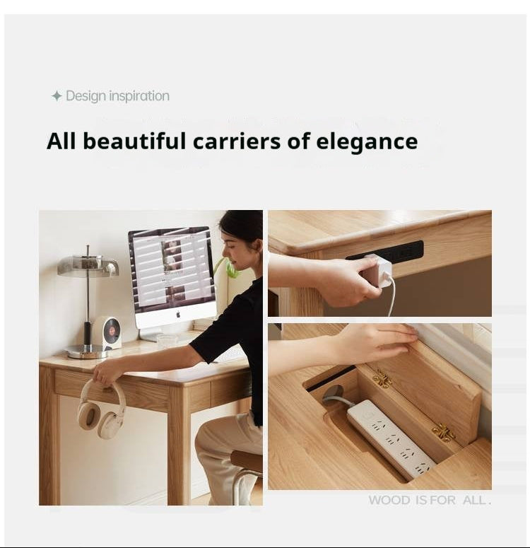 Ash Solid Wood Modern Multifunctional Office Desk