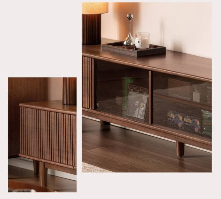Black Walnut Solid Wood Modern TV Cabinet