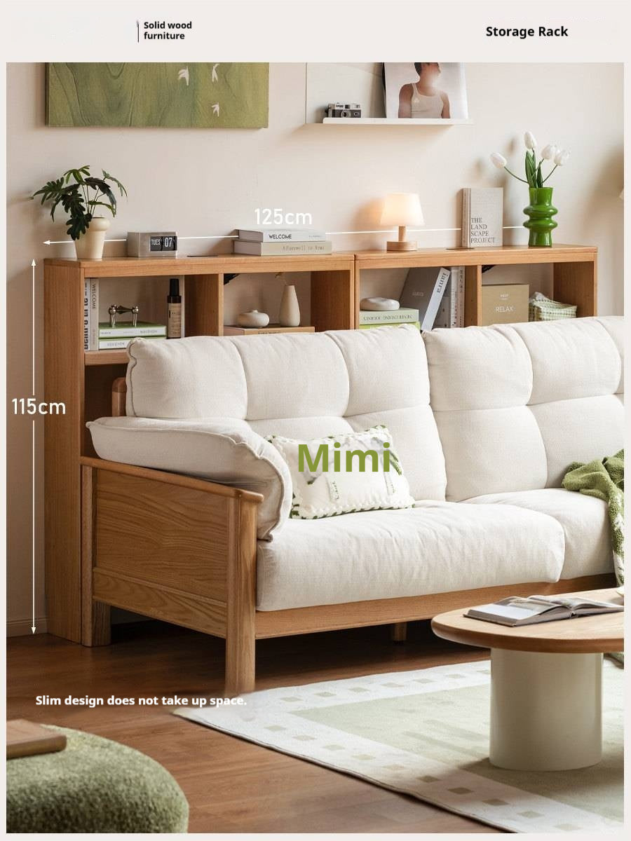 Solid RubberWood Sofa Back Console Table with Open Storage Shelves