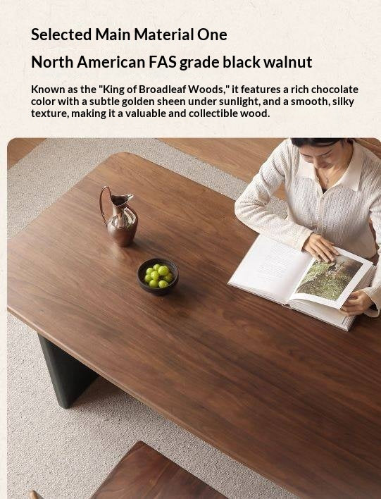 Black Walnut Solid Wood Light Luxury Style Dining Table