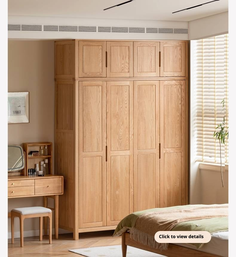 Oak Solid Wood Walnut Color Wardrobe.