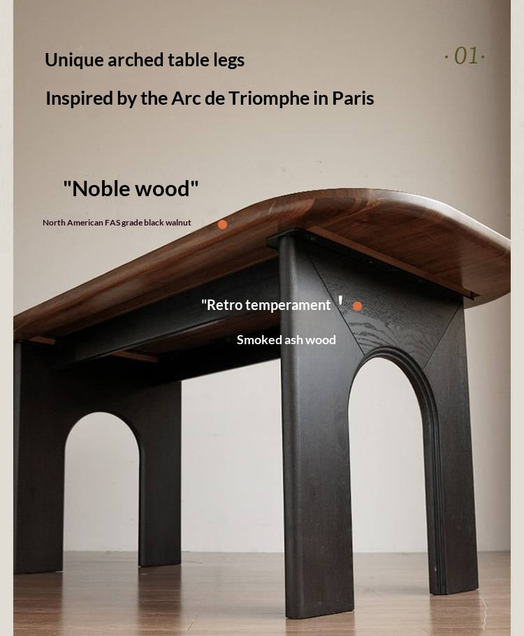 Black Walnut Solid Wood Dining Table French Retro