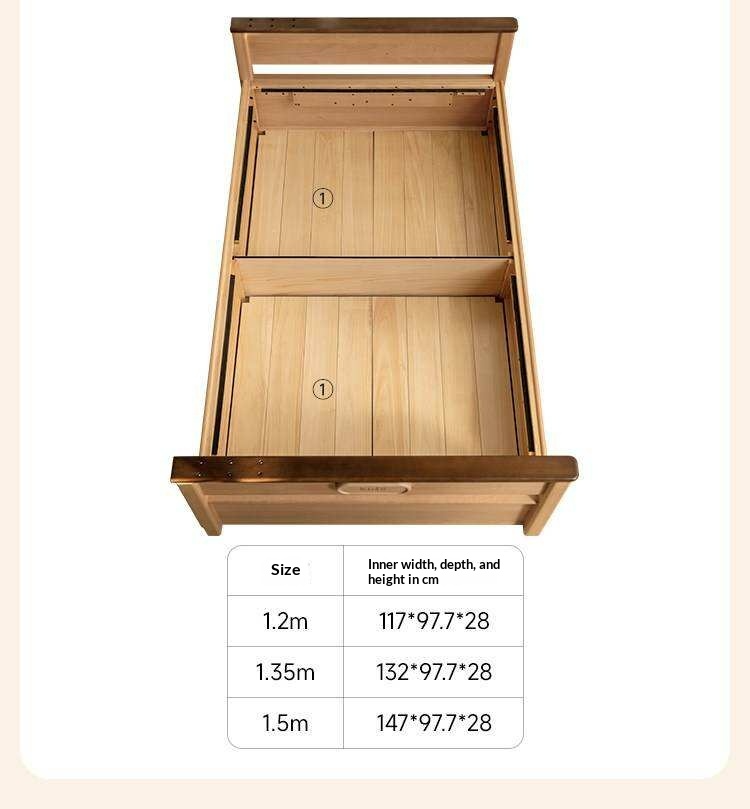 Beech Solid Wood Kids Storage Bed with Bookcase Headboard and Gas Lift Base