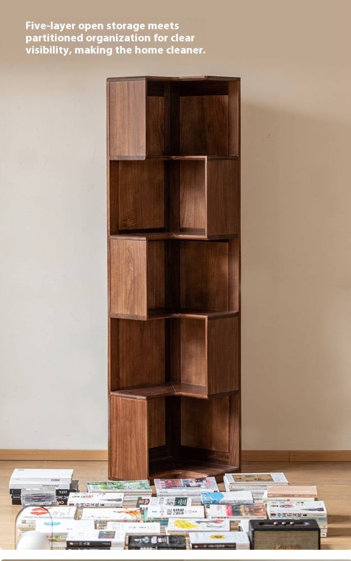 Black Walnut Solid Wood Corner Storage Cabinet