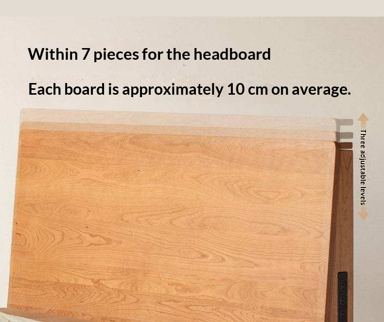 Cherry Solid Wood Bed Modern Minimalist Luminous Bed