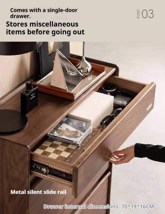 Black Walnut Solid Wood Flip Door Shoe Cabinet, Italian Style Entryway Storage Organizer