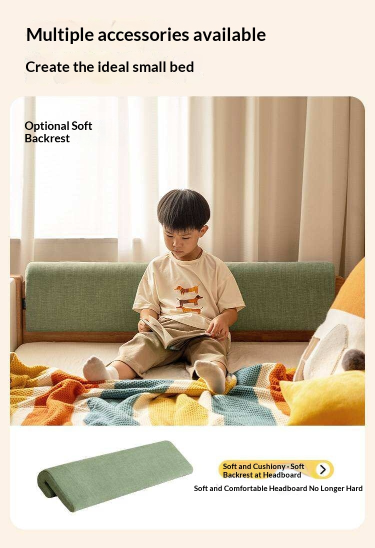 Rubberwood Solid Wood Kids Daybed with Trundle and Safety Guardrails