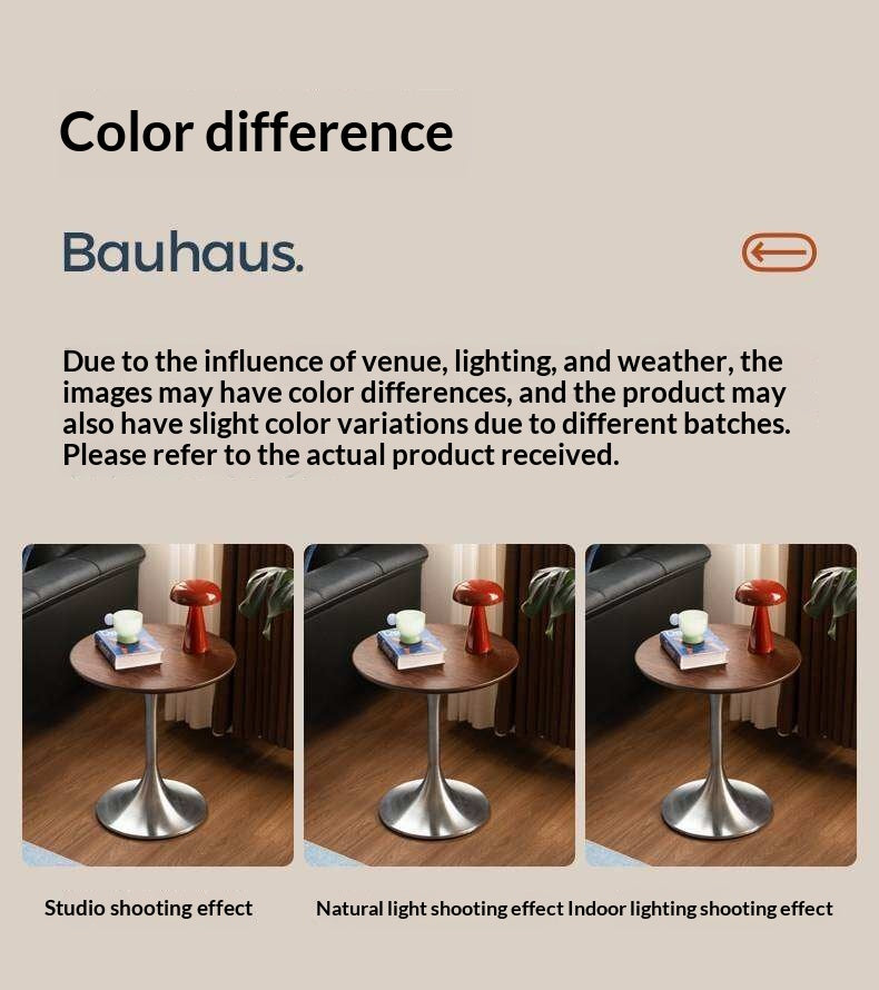 Ash Solid Wood Round Side Table, Bauhaus Style