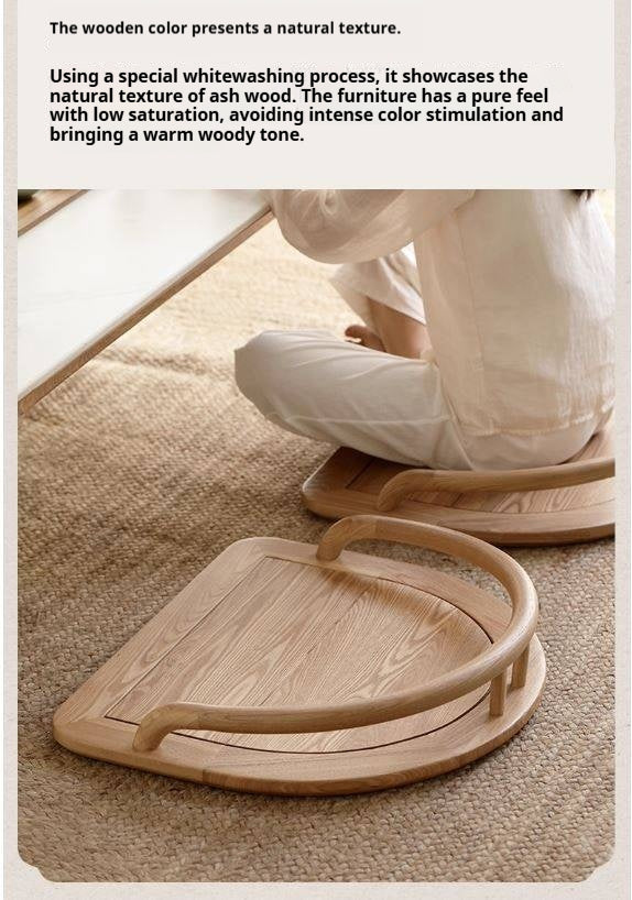 Ash Solid Wood Backrest Legless Low Tatami Chair
