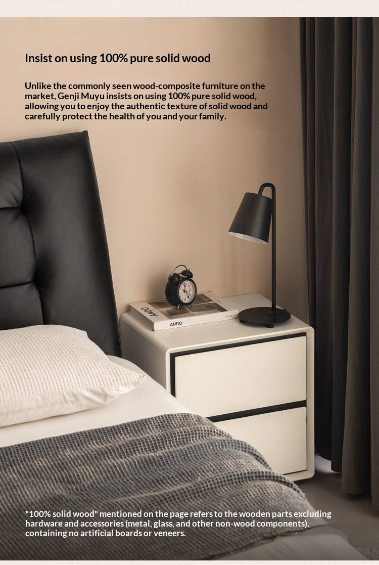 Solid Rubberwood Modern Minimalist Nightstand