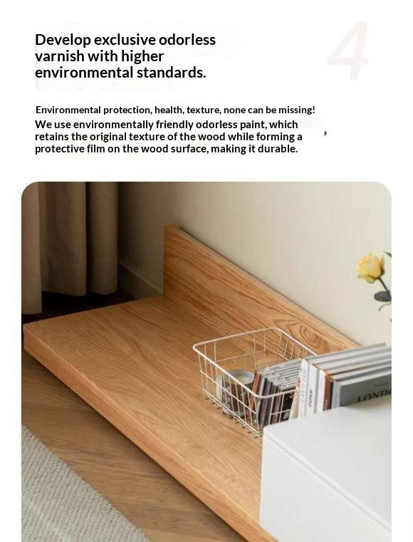 Tulipwood, Ash, Solid Rubberwood Retractable Floor TV Cabinet.