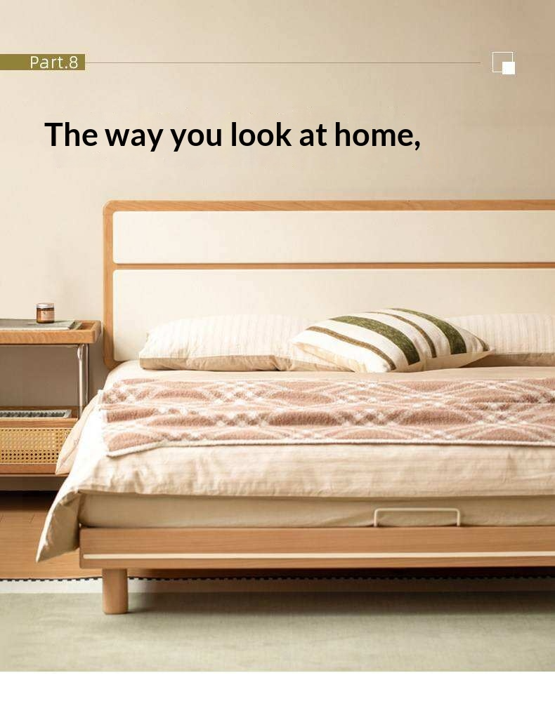 Beech Solid Wood Modern Simple Large Double Edge Bed
