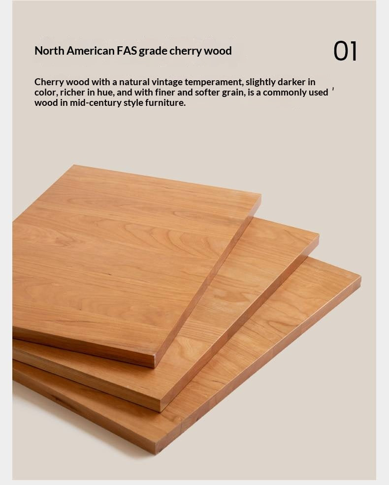 Cherry Solid Wood Bookcase with Glass Display Cabinets