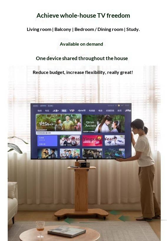 Oak Solid Wood TV Stand, Mobile Floor to Floor TV Cabinet.