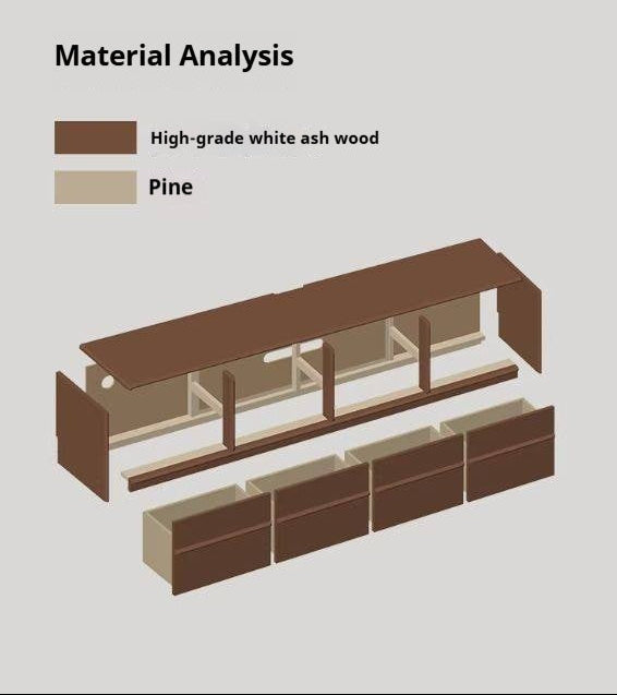 Ash Solid Wood Wabi-Sabi Style TV Cabinet