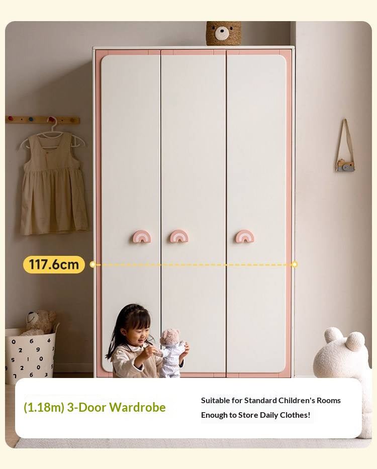 Solid RubberWood Kids Modular Wardrobe Closet with Multi-Size Storage Options