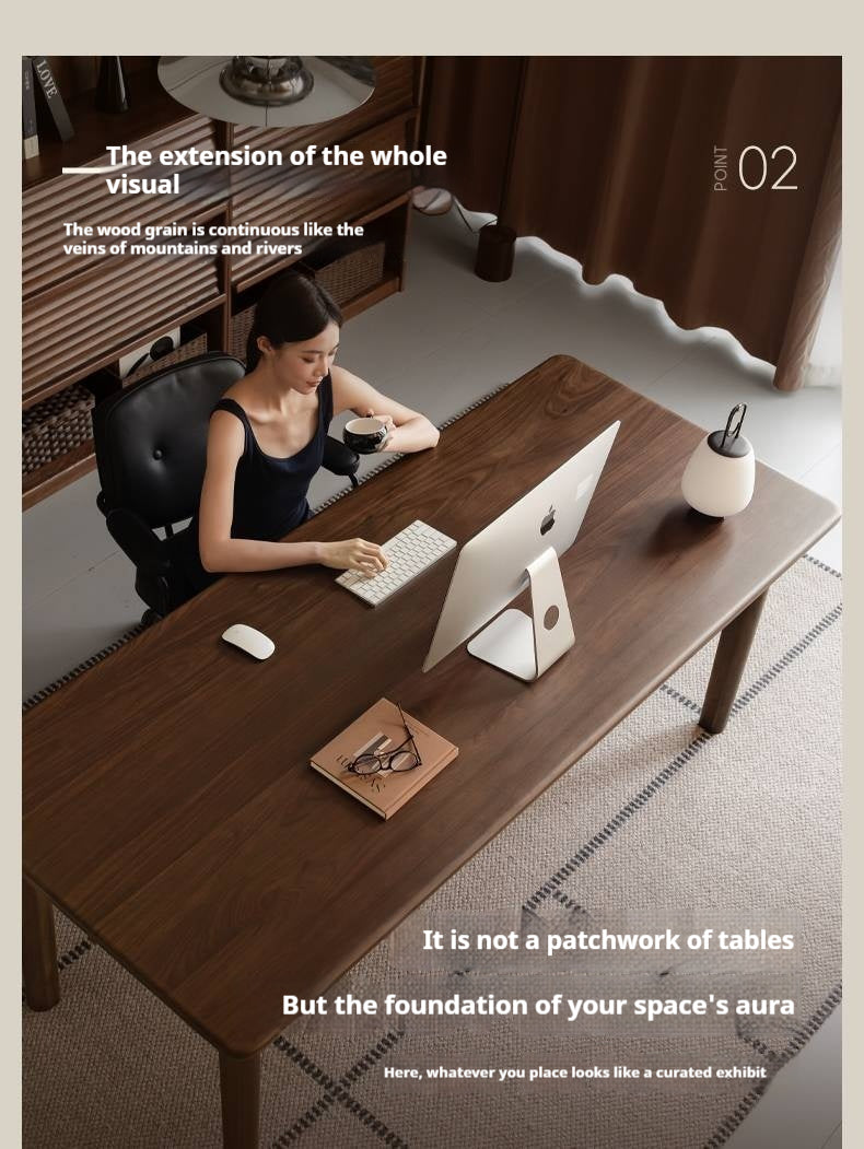 Black Walnut Solid Wood Modern Office Desk