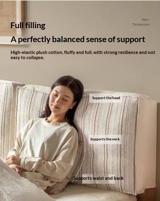 Fabric Bed Headboard Pillow with Large Removable Backrest Cushion