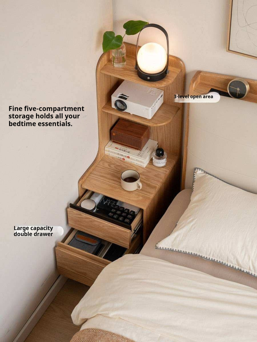 Oak Solid Wood Modern Nightstand.