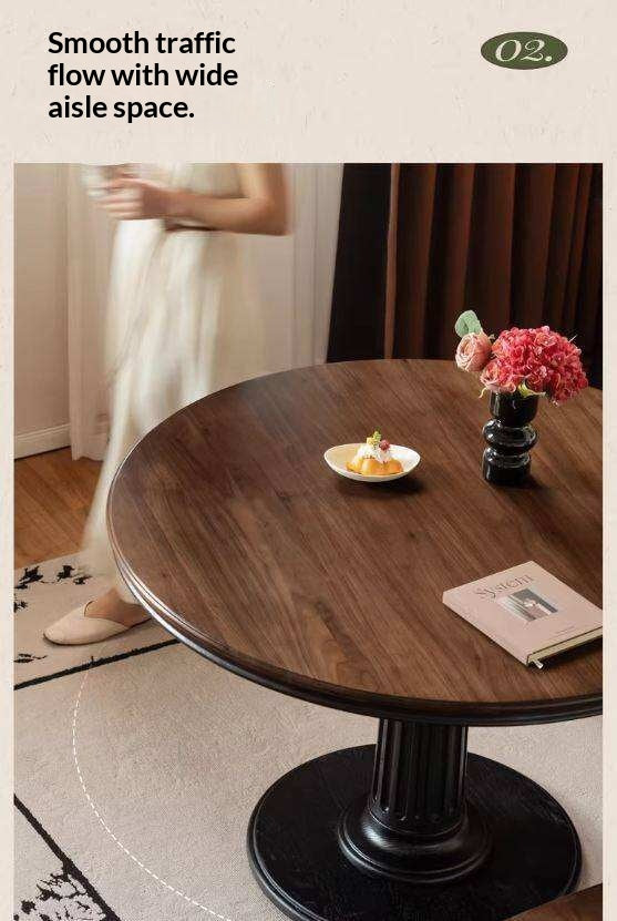 Black Walnut Solid Wood American Retro Round Dining Table