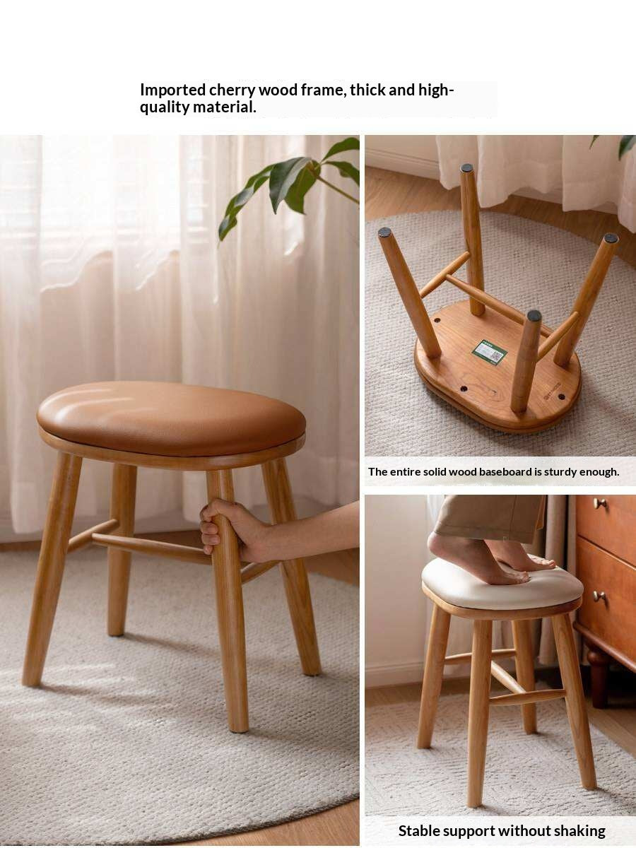 Ash, Cherry Solid Wood Dressing Stool