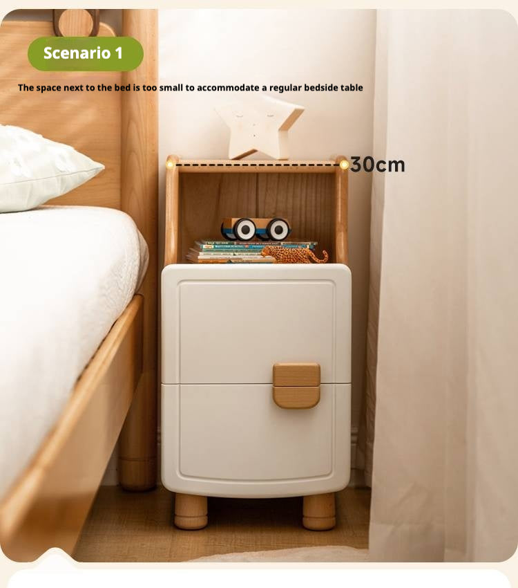Beech Solid Wood Modern Kids Nightstand.