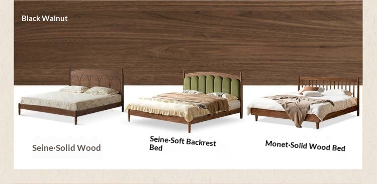 Poplar Solid Wood Bed — American Windsor Style with Retro Vertical Strip Design