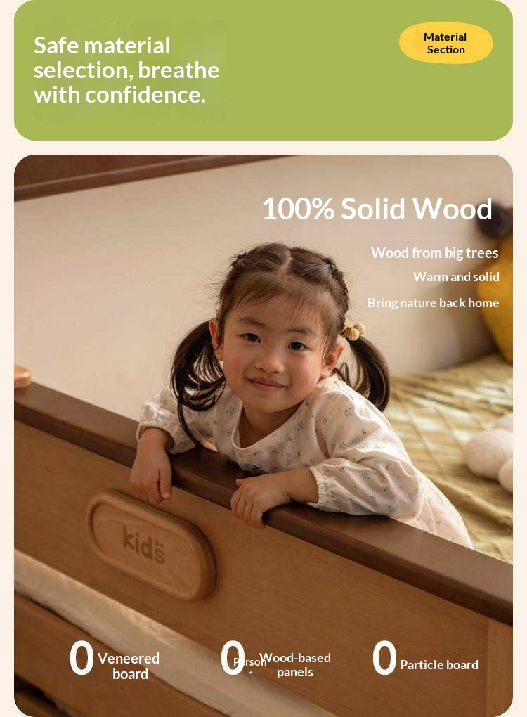 Beech Solid Wood Kids Storage Bed with Bookcase Headboard and Gas Lift Base