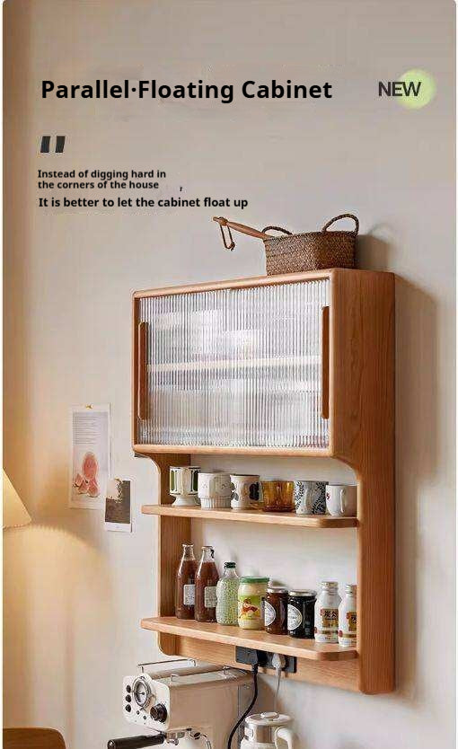 Cherry Solid Wood Wall Storage Cabinet