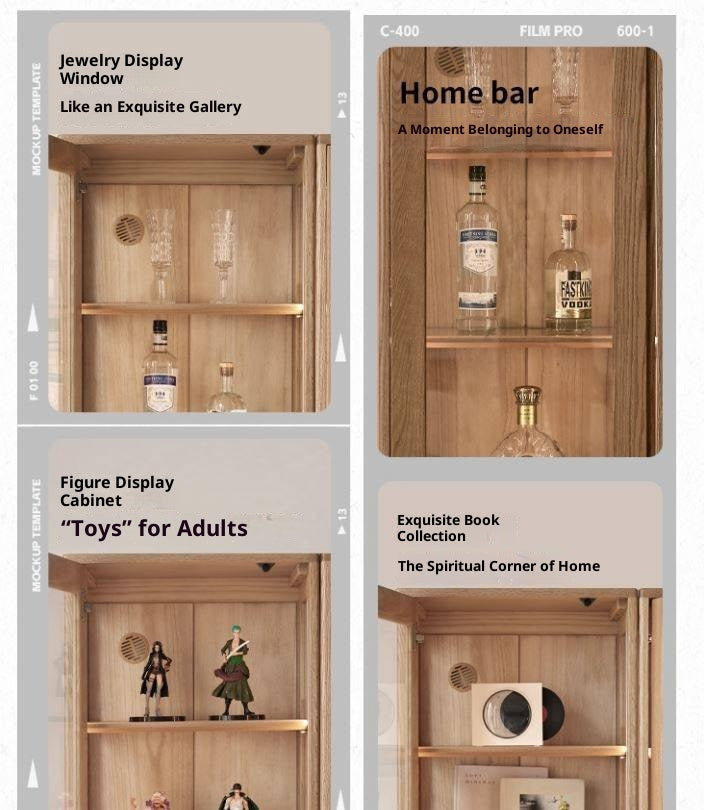 Ash Solid Wood Modern Glass Bookcase