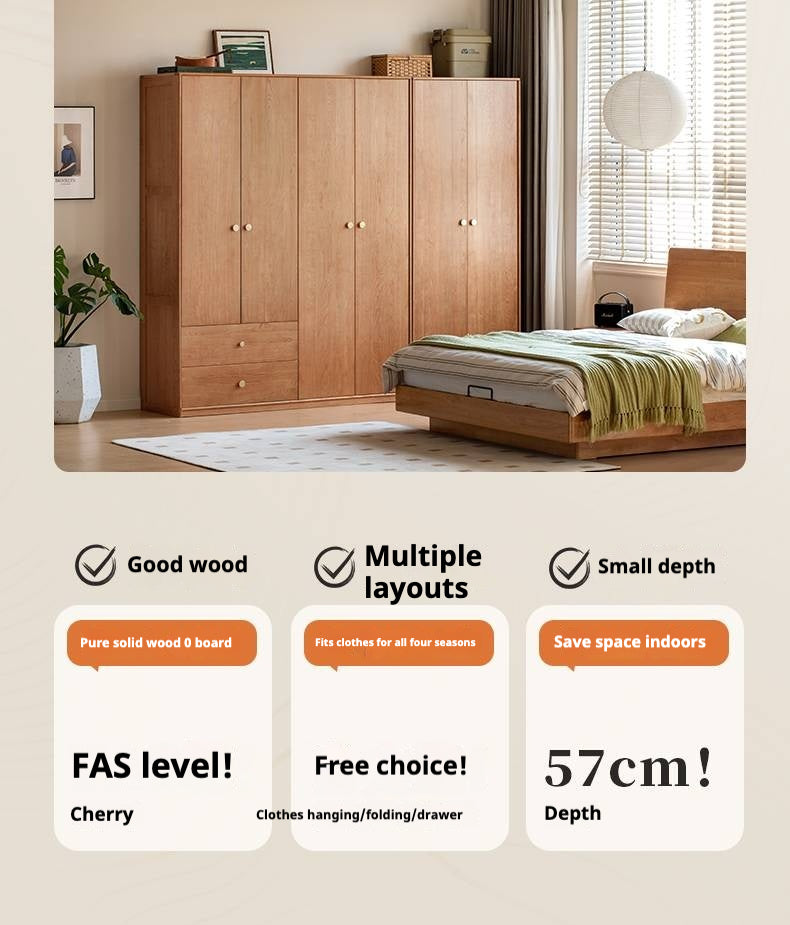Сherry Solid Wood Exquisite Wardrobe.