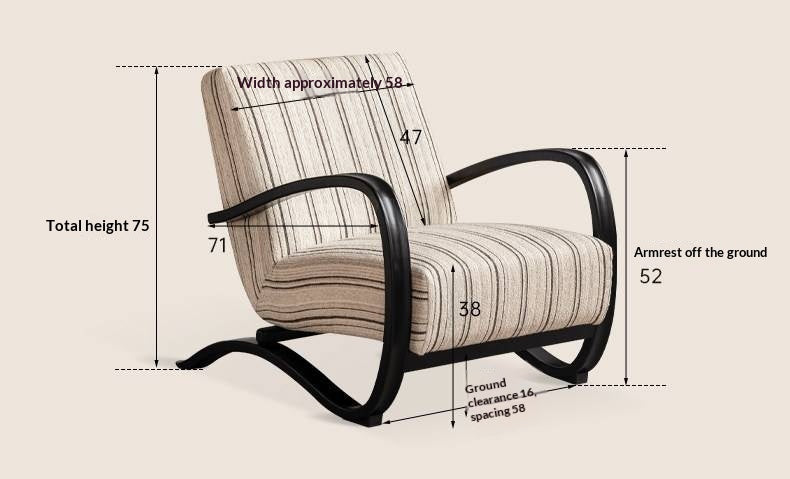 Ash Solid Wood Mid-Century Modern Rocking Accent Chair with Bentwood Frame