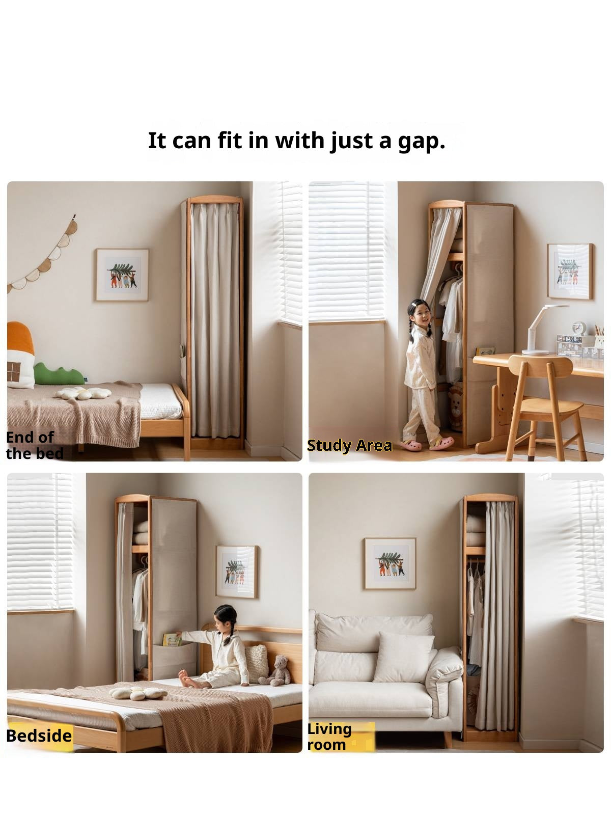 Birch Solid Wood Kids Wardrobe