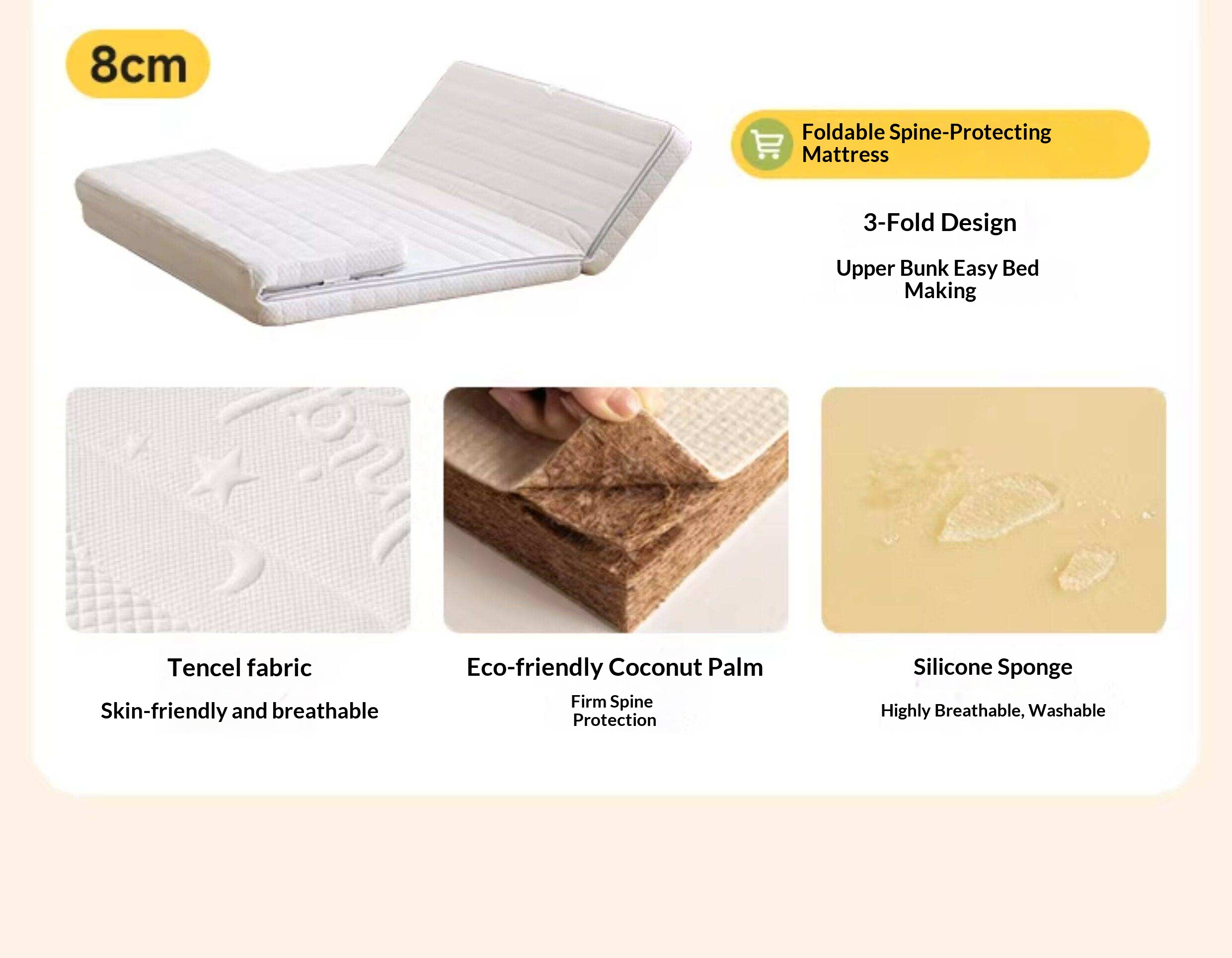 Beech Solid Wood Compact Bunk Bed, Suitable for Adults and Children