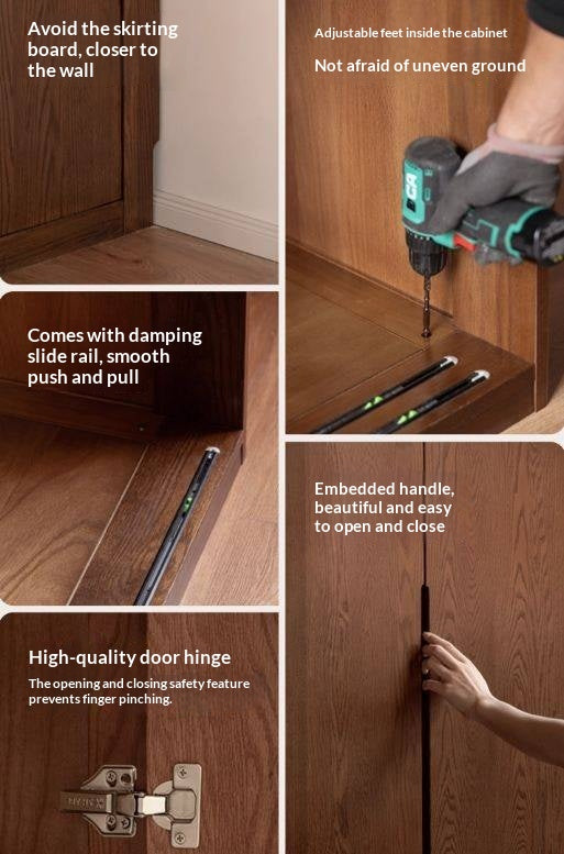 Oak Solid Wood Modern Style Wardrobe