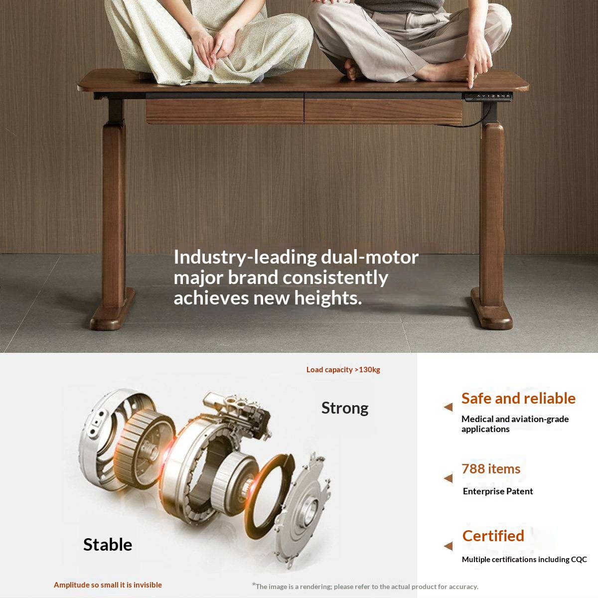 Black Walnut, White Ash Solid Wood Electric Height-Adjustable Standing Desk with Storage Drawers