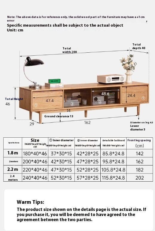 Oak Solid Wood Modern TV Cabinet