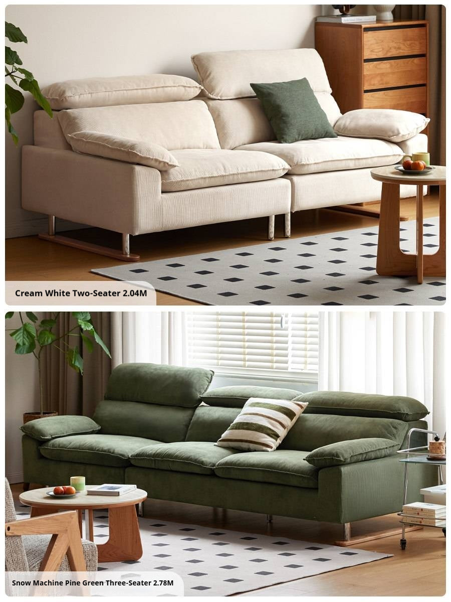High-Back Corduroy Fabric Sofa with Removable Cover